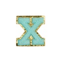 PATCH LETTER X, veľká aplikácia, trblietky ix cyan