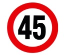 Nálepka s informáciami o ladení dopravných značiek Limit 45