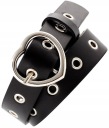 Čierny PUNK opasok, strieborné srdce BUCKLE, koža