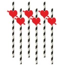 Slamky pásiky SRDCE šípky VALENTÍN zaľúbenci x6