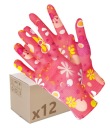 ZÁHRADNÉ RUKAVICE Pracovné rukavice FLOWERS Dámske PU COATED x12
