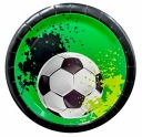Jednorazové papierové TANIERE zelená futbalová lopta narodeniny 18 cm 6 ks