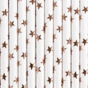 Slamky na pitie Nápoje Rose Gold Stars Birthday Party 10ks