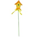 DREVENÉ KRMÍTKO, žlté, ozdobný ornament