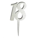 18 Horná číslica čísla 18. narodeniny 10 cm Strieborná preglejka
