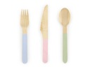 DREVENÉ PRÍBORY 16 CM MIX PASTELOVÁ SÚPRAVA 18