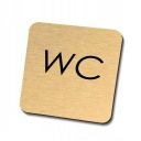 zlatá informačná tabuľa, nápis WC