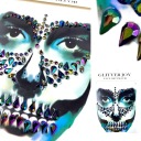 KRYŠTÁLOVÉ NÁLEPKY na tvár 3D make-up SKULL