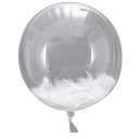 Obrovský priehľadný balón BALL s bielymi pierkami