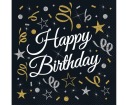 čierne obrúsky B&C Happy Birthday na narodeninovú oslavu