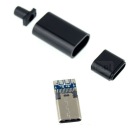 USB C zástrčka, čierne puzdro na spájkovanie kábla