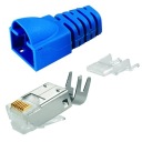 RJ45 zástrčka 6 6A FTP odľahčenie ťahu modrá Telegartner