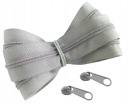 Špirálová páska na zips 3 mm zips SVETLO SIVÁ 1 meter + 2 zipsy