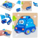 DREVENÉ BLOKY VZDELÁVACIE PUZZZLE POSTAVKY POLICAJTICKÉ AUTO MONTESSORI