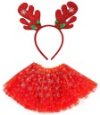 OUTFIT čelenka soba sob TUTU SKIRT červené snehové vločky sa trblietajú