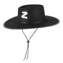 Čiapka Zorro, čierna s gumičkou a bielym písmenom Z