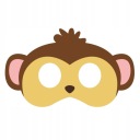 Pleťová maska ​​MONKEY FILT zvieratká DIVOKÁ DŽUNGLA KARNEVALOVÝ PLES