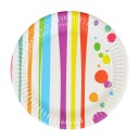 Farebné papierové taniere 18 cm, 8 kusov