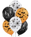 Balóny čierna oranžová halloweenska dekorácia Deň svätého Ondreja veľké netopiere x6