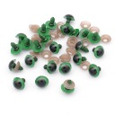 Bezpečnostné oči s niťami a svorkami na hračky, zelený plast 16 mm, 20 párov