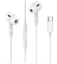 Káblové slúchadlá do uší USB-C 1,2 m biele s mikrofónom