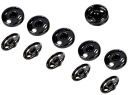 Prišité kovové patentky 12mm / 6 sád, ČIERNA