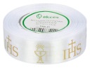 Stuha SATÉNOVÁ COMMUNION IHS COMMUNION BIELA ​​25mm 23m