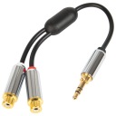 AUX JACK ADAPTÉR 2 RCA CINCH PREMIUM zásuvky 15cm