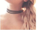 Čierny náhrdelník Gold Chocker 3 popruhy