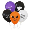 HALLOWEEN BALÓNKY OZDOBY OZDOBY ČIERNA FIALOVÁ ORANŽOVÁ 30cm 5ks