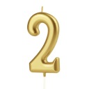 NARODENINOVÁ SVIEČKA ČÍSLO 2, ZLATÁ, 10 cm