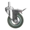 OTOČNÉ KOLESO KOLESO VÍRIVÉ GUMOVÉ S BRZDOU 100MM 80KG stopka 12MM