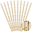 papierové slamky zlaté FLOWERS mramor SET 19,5 cm LUX