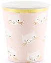 CAT KOTEK papierové poháre, ružové, k narodeninám detí, 200 ml, 6 ks