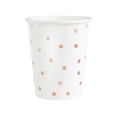 Jednorazové BIELE HRNČEKY s ružovo-zlatou partiou DOTS