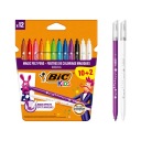 BIC KIDS MAGIC stierateľné fixky 10 RÔZNYCH FARIEB + 2 GUMA