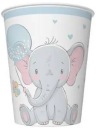 ELEPHANT papierové poháre Blue Baby Shower Birthday 250ml 8 ks.
