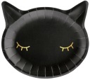 Papierové taniere Black CAT Halloween Birthday Party 22x20cm 6ks.