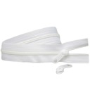 3mm páska na špirálový zips, BIELA ​​+ 2 zipsy, 1 meter