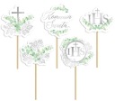 COMUNION TOPPERS COMUNION TORTA STRIEBORNÁ BOHO 5 ks