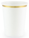 Biele poháre so zlatými okrajmi, 260 ml, 6 ks