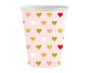 Valentínske srdiečkové papierové poháre XOXO Pink 6 ks