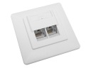 Zásuvka 2x RJ45/8P8C cat.5E STP tienené zapustené uhlové LSA kontakty