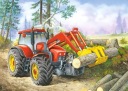 PUZZLE 60 PUZZZLE PRE DETI AUTOTRAKTOR STROJ KÚZANIE LESA 5+ KOLEČKO