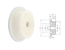 Plastová rolka s priemerom príruby 79 mm, priemer 14,5 mm