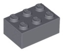 LEGO BEAM 2X3 DARK GREY Č. 3002 PRE 2 KS