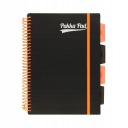 PUKKA PROJECT BOOK PP NEON BLACK Zápisník B5 kruh, oranžový kockovaný
