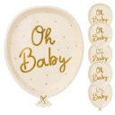 Baby sprchové taniere One Year Old Oh Baby béžové papierové taniere 22cm 6 ks