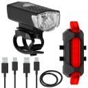 SET BICYKLOVÝCH SVIETIDIEL PREDNÉ + ZADNÉ LED USB BICYKLE LAMPA VÝKONNÉ SVETLO