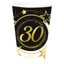 Párty papierové poháre zlato čierne hviezdy 30. výročie NARODENINY x6
